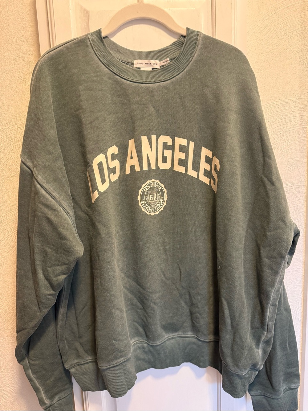 Good American Sage Green Los Angeles Crewneck Sweatshirt